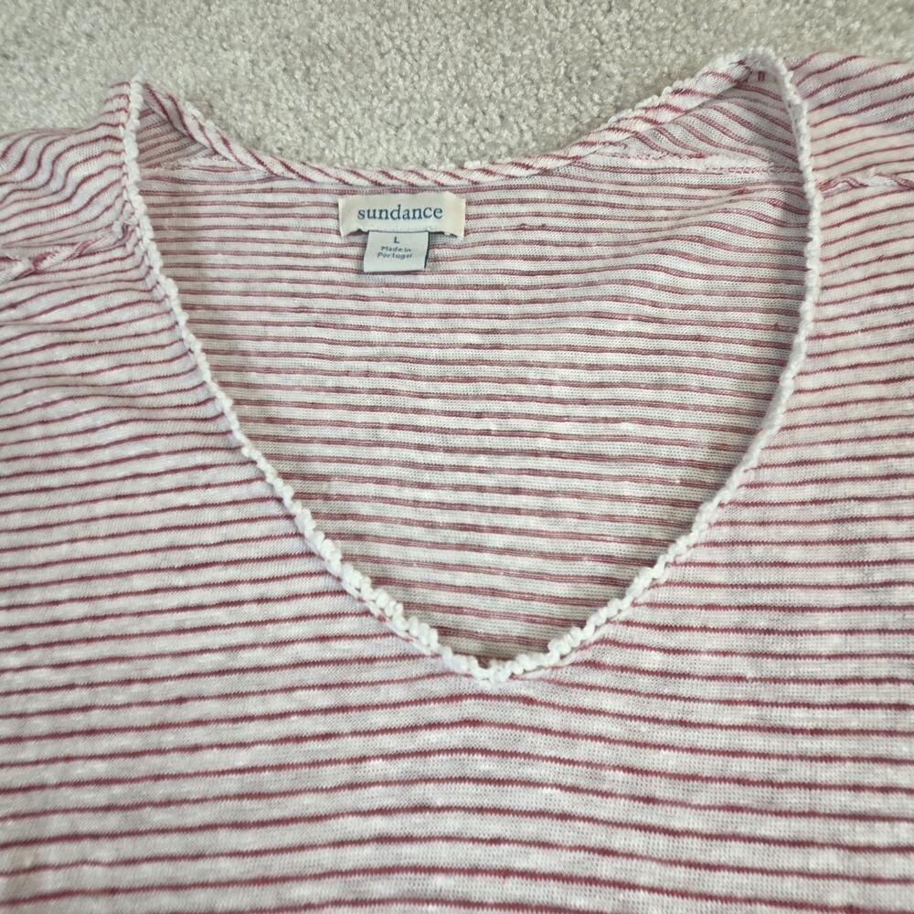 Sundance Womens Linen V Neck Tunic Size Lg Red White Stripe Nautical - Picture 3 of 7